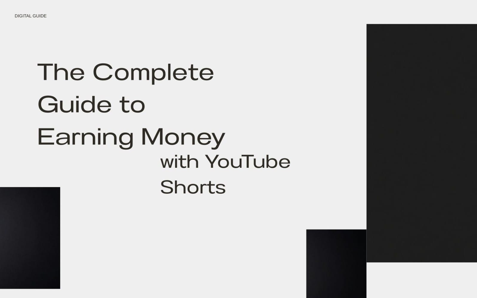 Digital guide cover for Shorts to Money, a YouTube Shorts playbook with large typography text