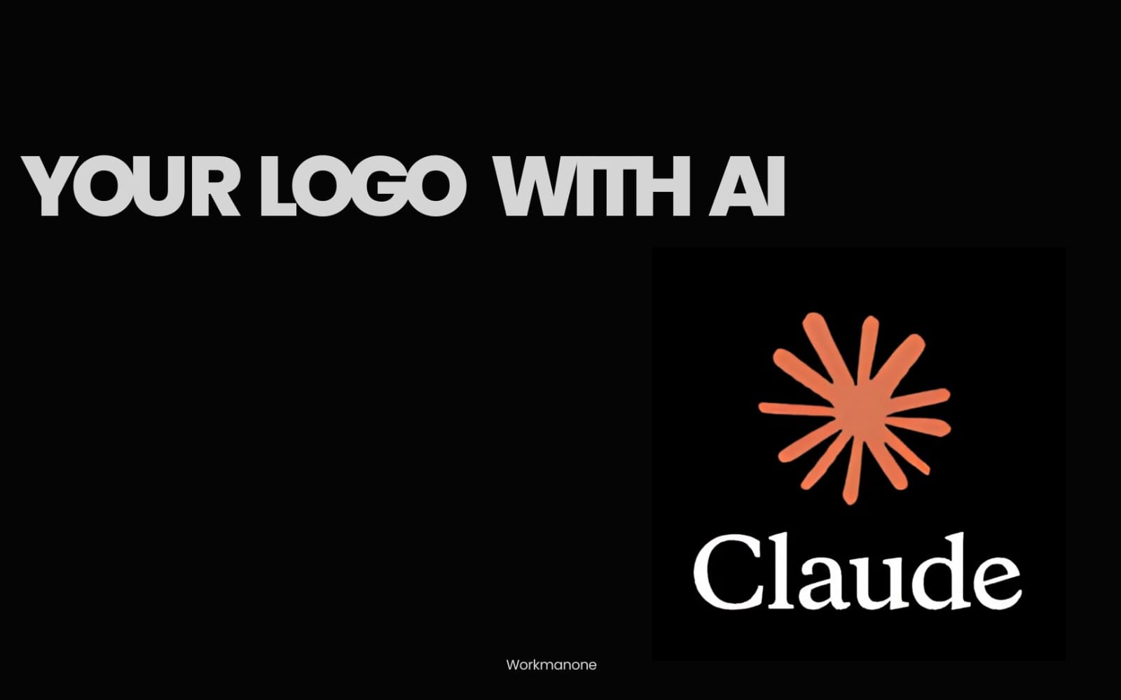 Black promotional banner for an AI logo design digital product with large text Your Logo with AI and Cl\u00e4ude