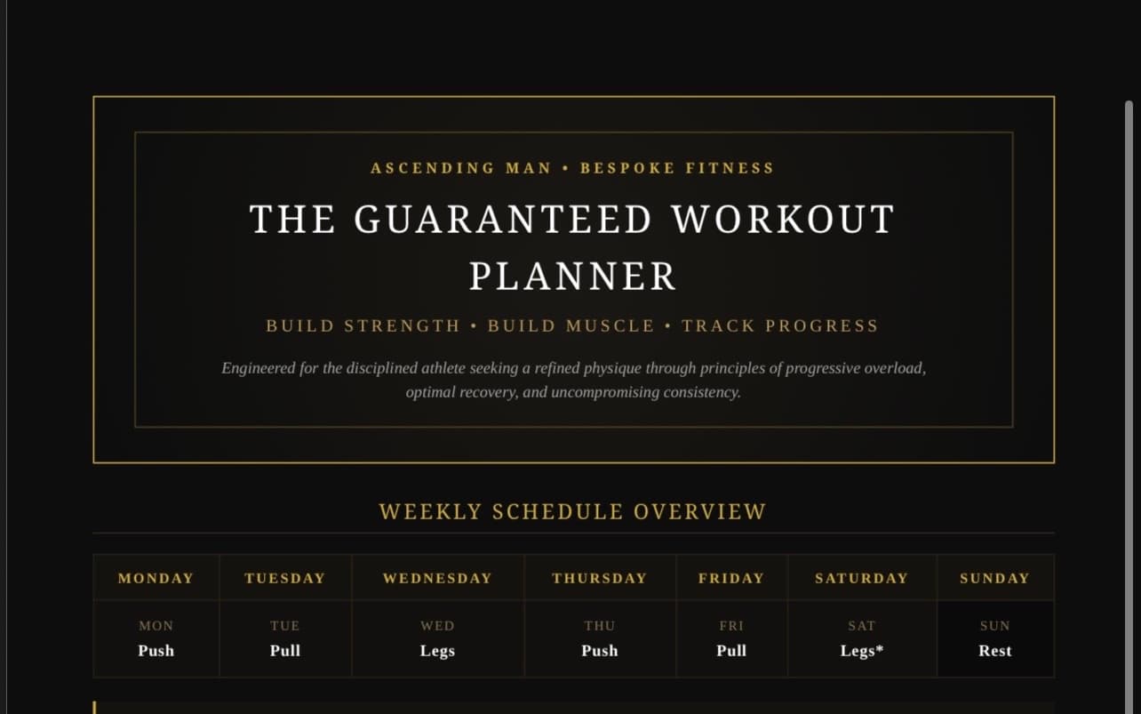 Proffesional weekly gym workout