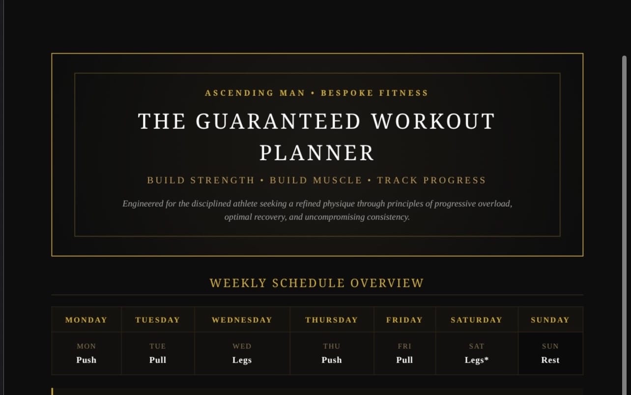 Proffesional weekly gym workout