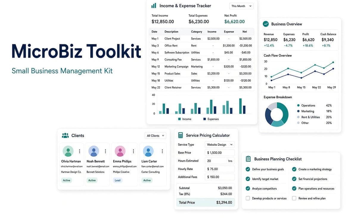 Manage your small business smarter. Discover practical tools, templates, and resources to organize your business, manage customers, track expenses, and boost productivity — all in one toolkit.