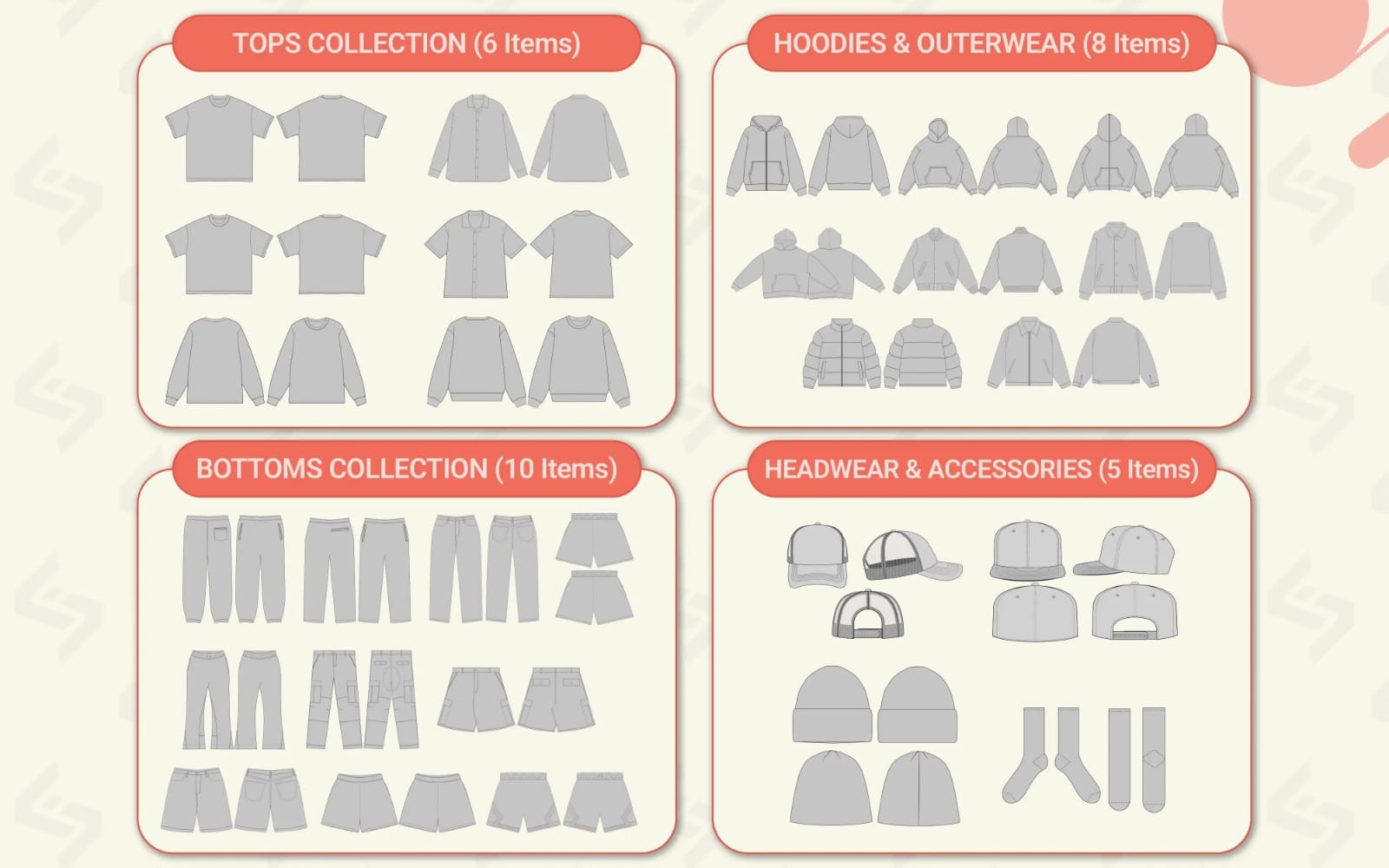 Clothing Mockups Starter Pack – 30+ Editable Templates