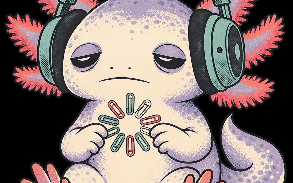 Buffering axolotl printable artwork cover