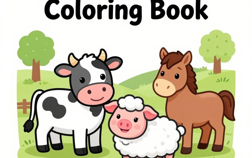 Cute Farm Animals Coloring Book for Kids | Printable PDF