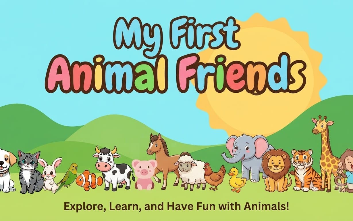 Interactive Animal Friends Learning Cards for Kids