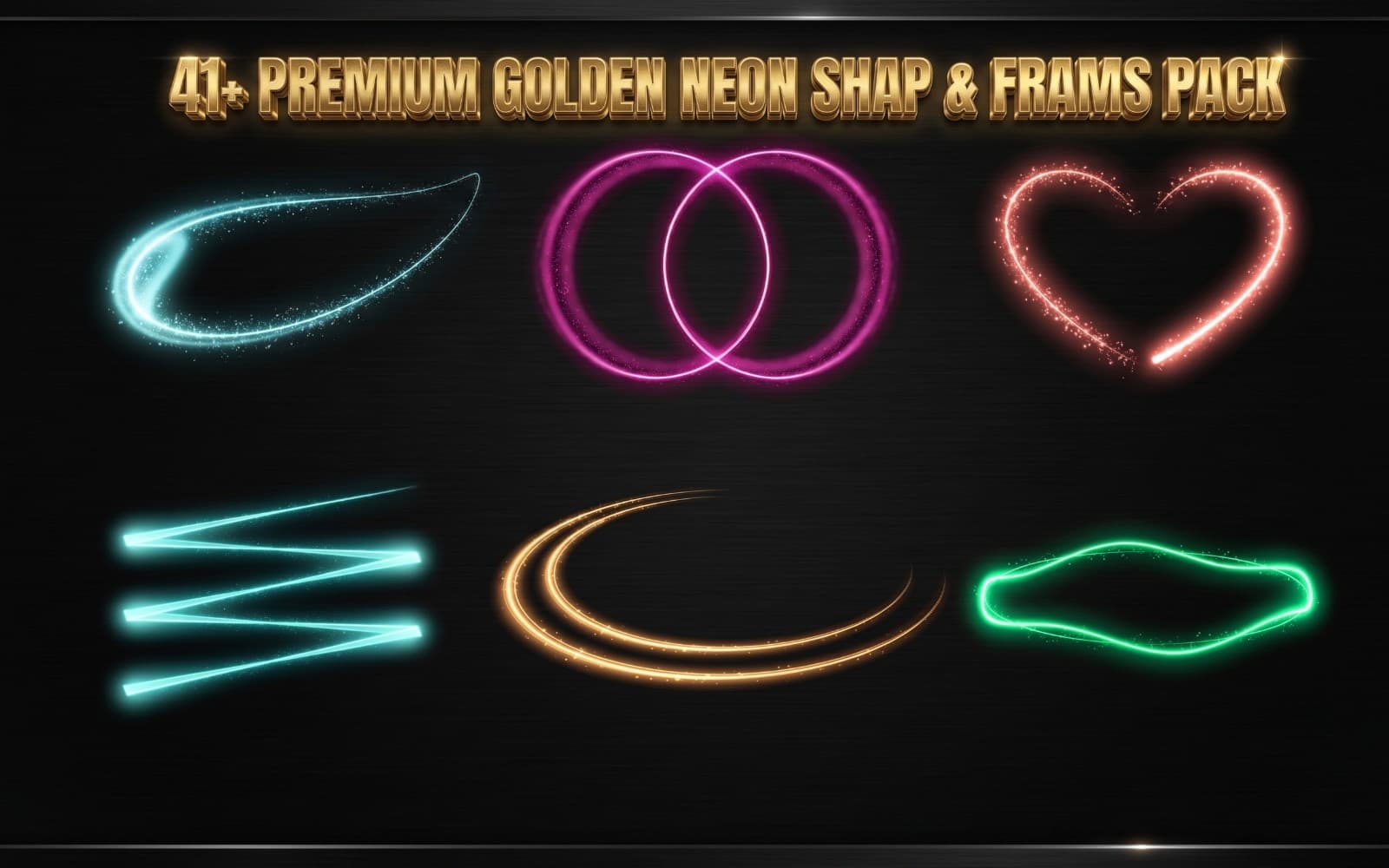 40+ Premium Glowing Neon Geometric Shapes & Frames Pack