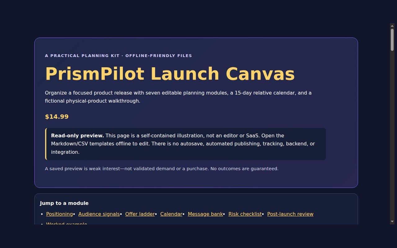 PrismPilot Launch Canvas
