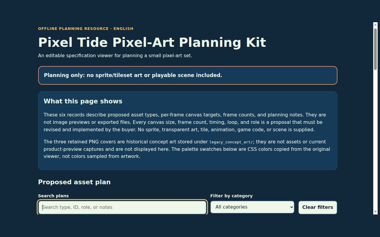 Pixel Tide Pixel-Art Planning Kit