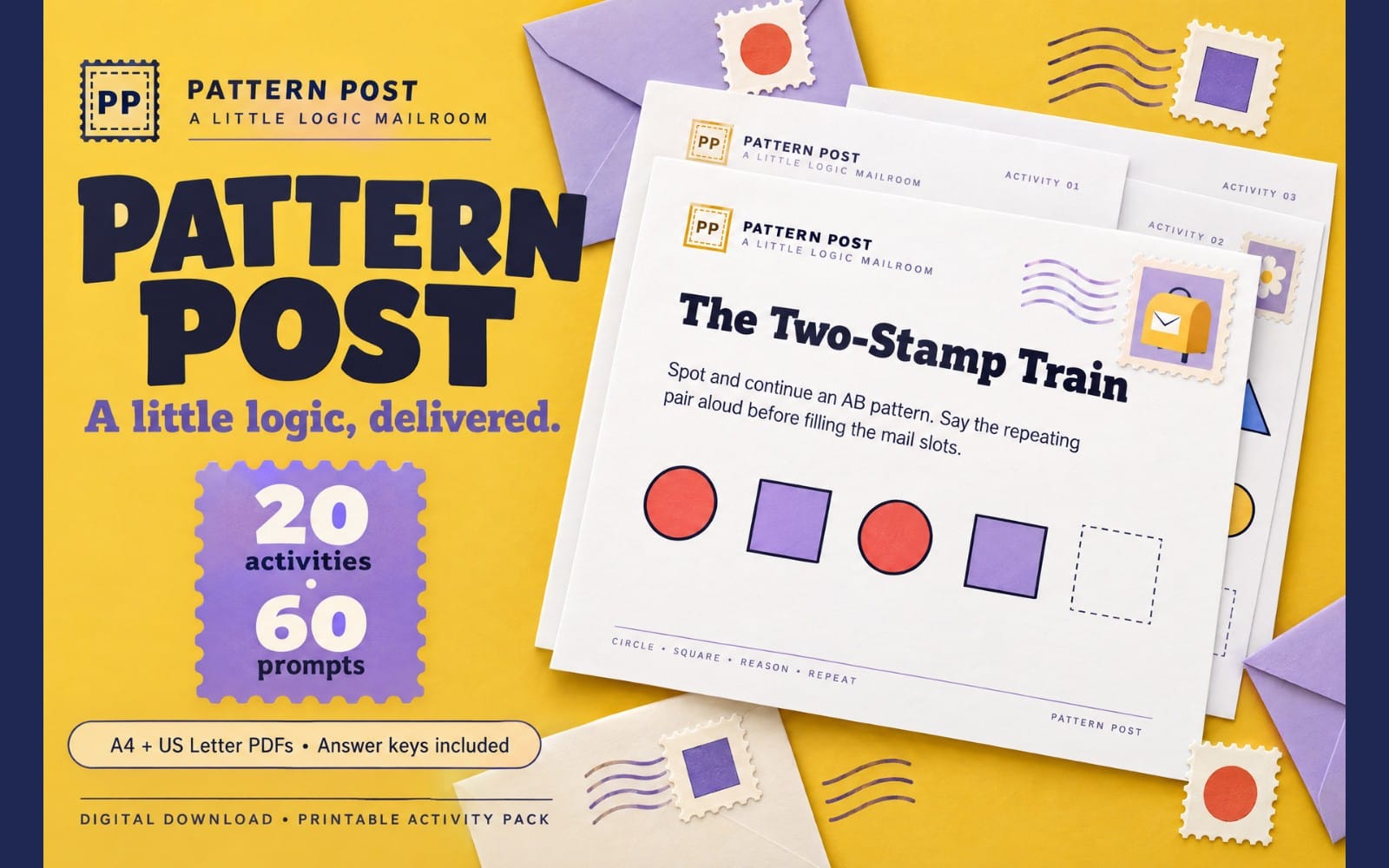 PATTERN POST — A Little Logic Mailroom | 29-Page Printable Activity Pack