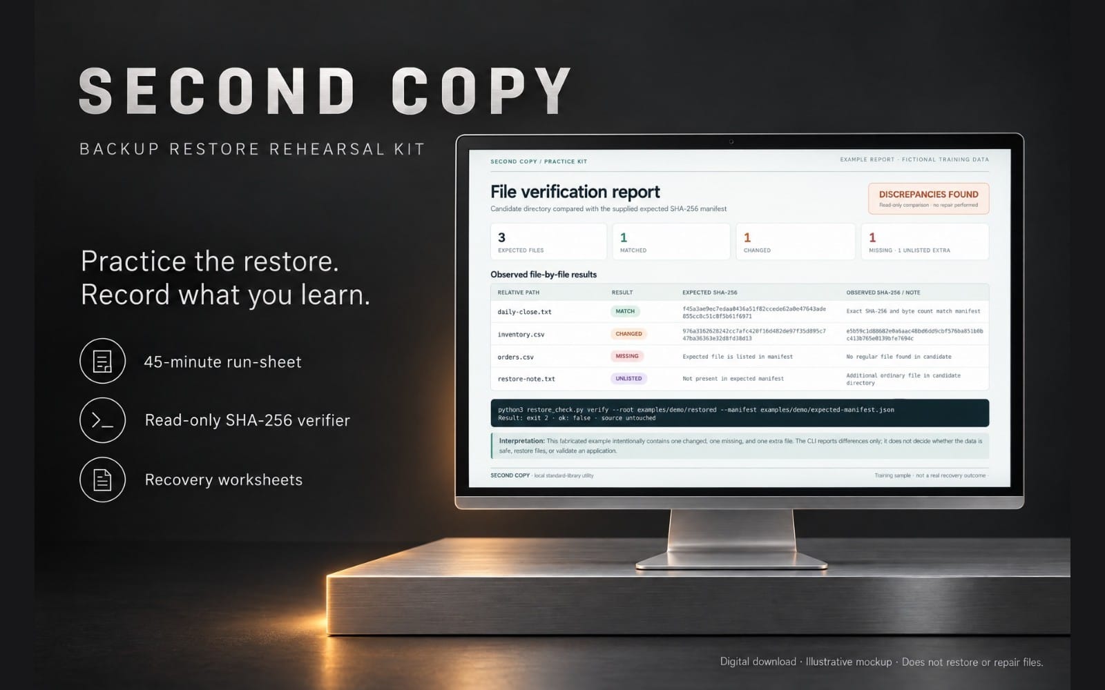 SECOND COPY — Backup Restore Rehearsal Kit