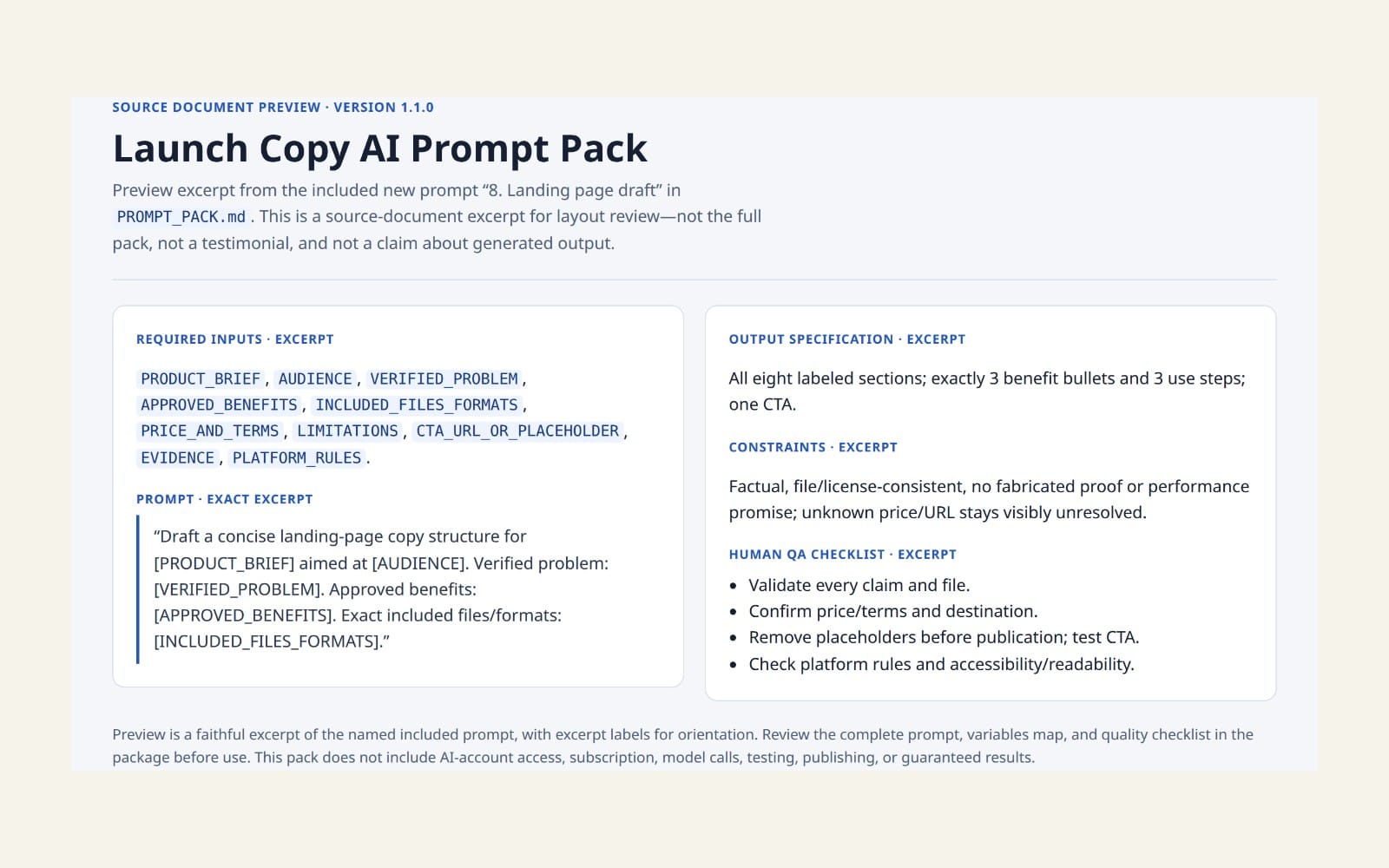 Launch Copy AI Prompt Pack