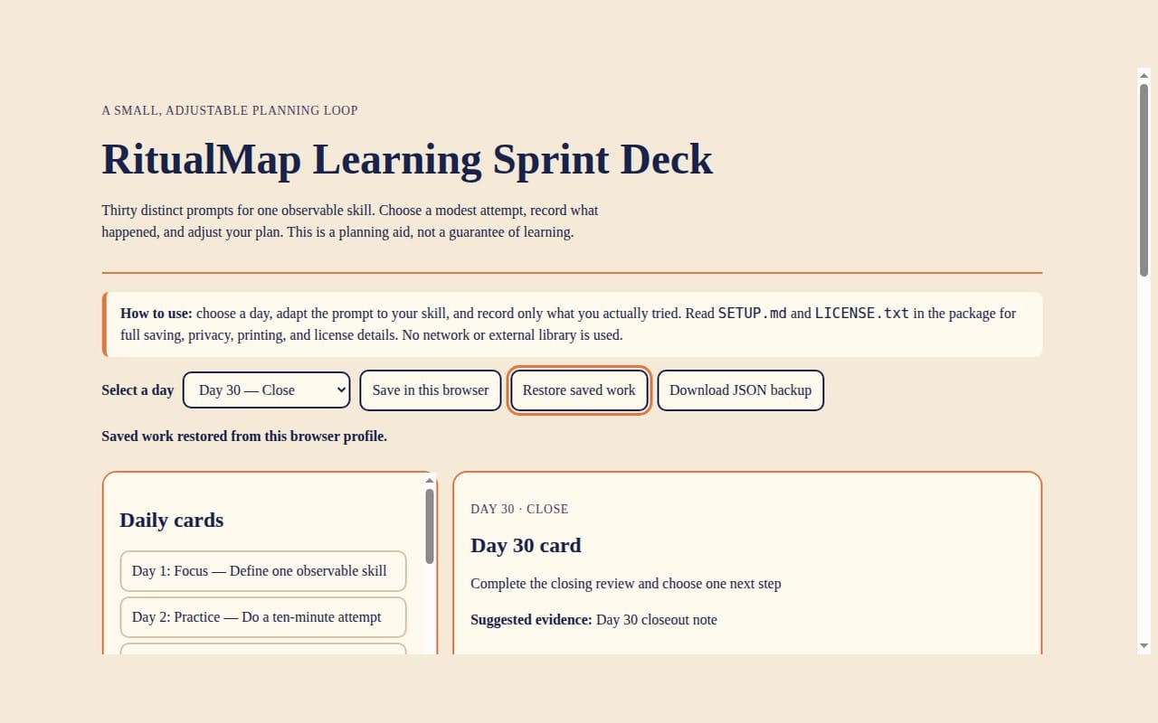 RitualMap Learning Sprint Deck