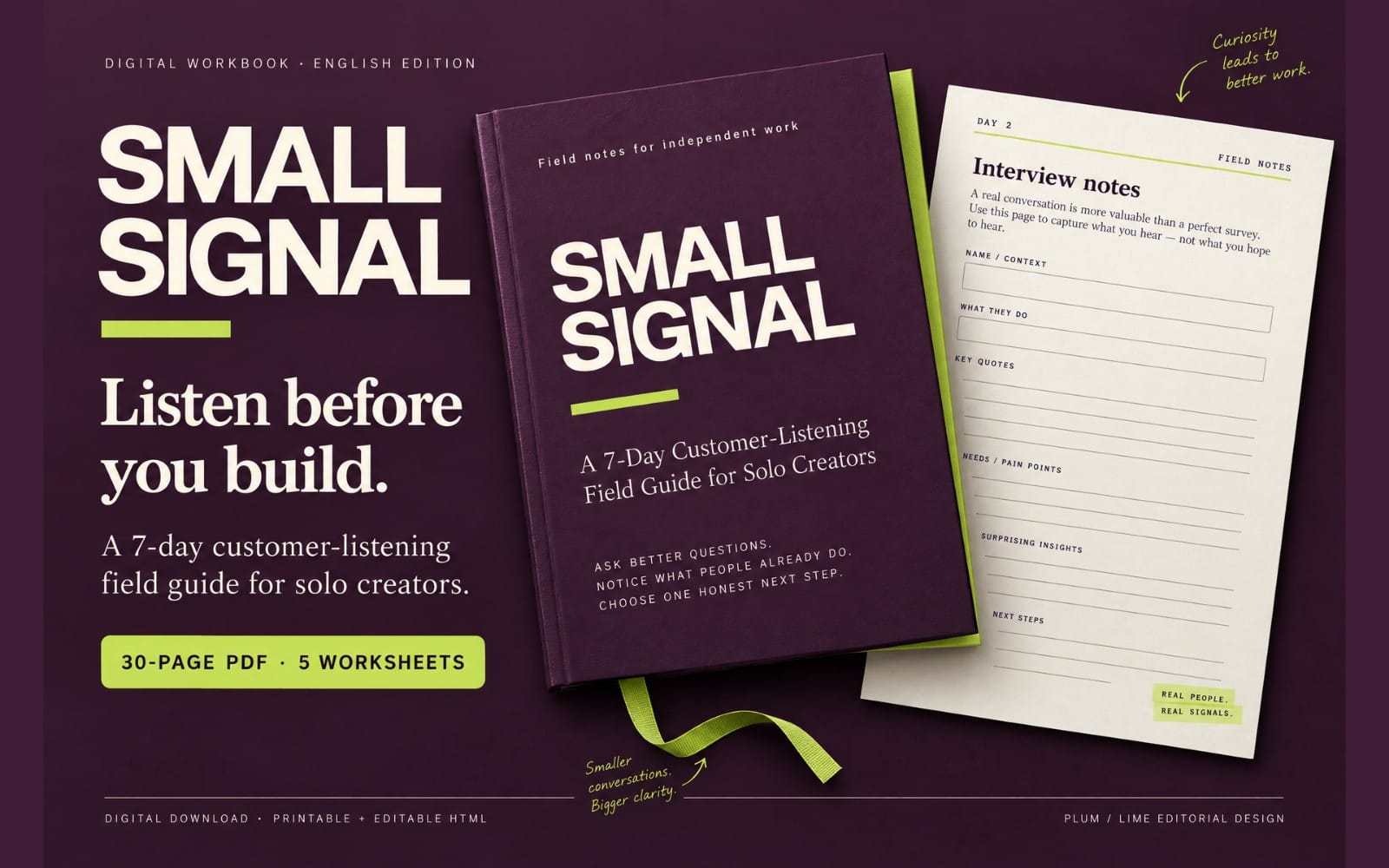 SMALL SIGNAL — A 7-Day Customer-Listening Field Guide for Solo Creators