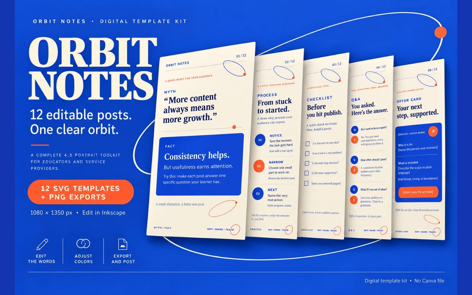 ORBIT NOTES — 12 Editable Expert-Post Templates