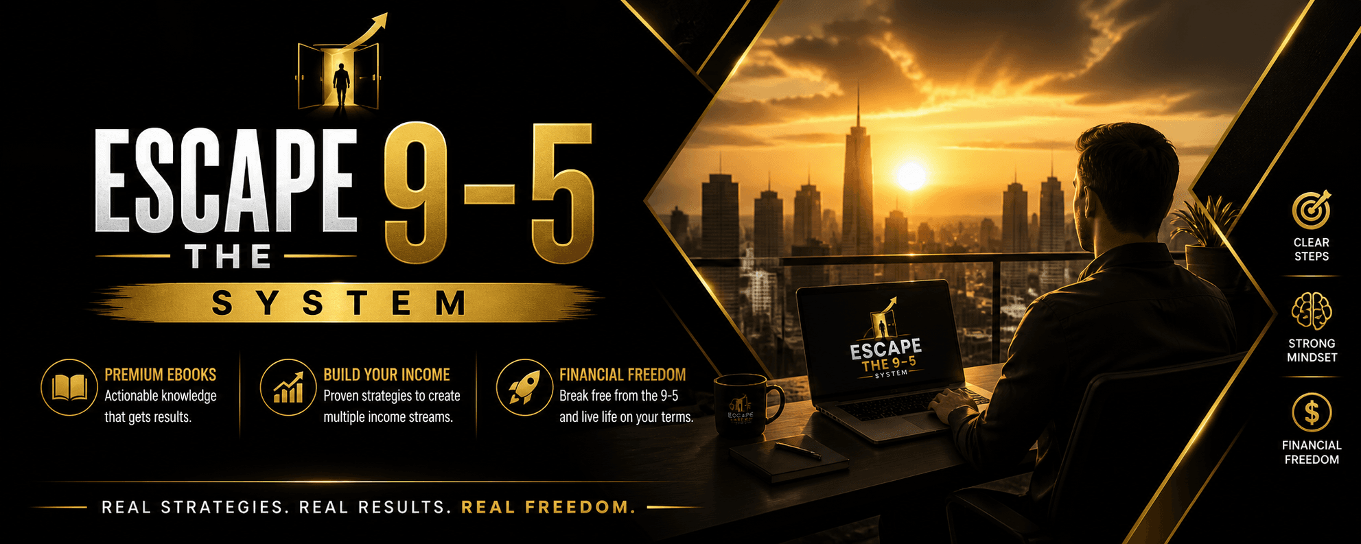 escape the 9 - 5 system store banner