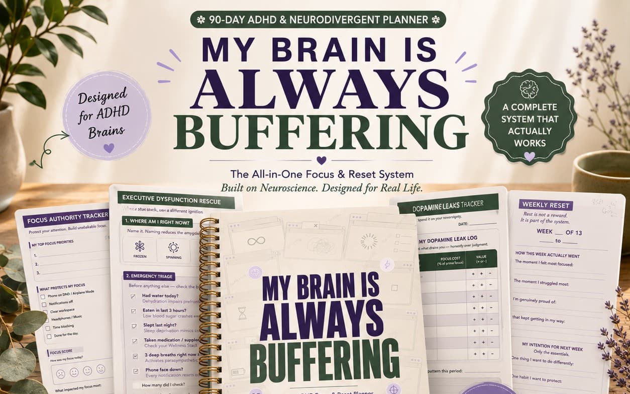 ADHD Planner for Adults Neurodivergent Planner Executive Dysfunction Tool ADHD Organizer Focus Reset Productivity Worksheets Printable PDF