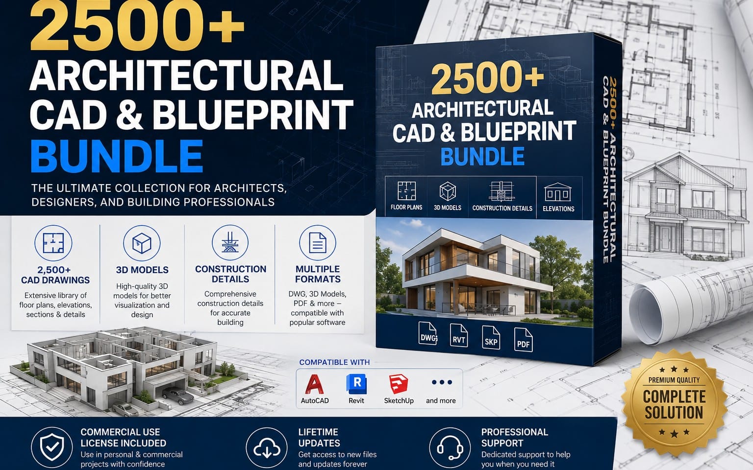2500+ Architectural CAD & Blueprint Bundle