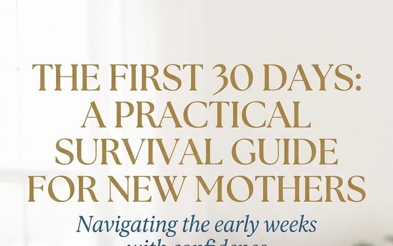Cover of The First 30 Days: A Practical Survival Guide for New Mothers book with title text and subtitle