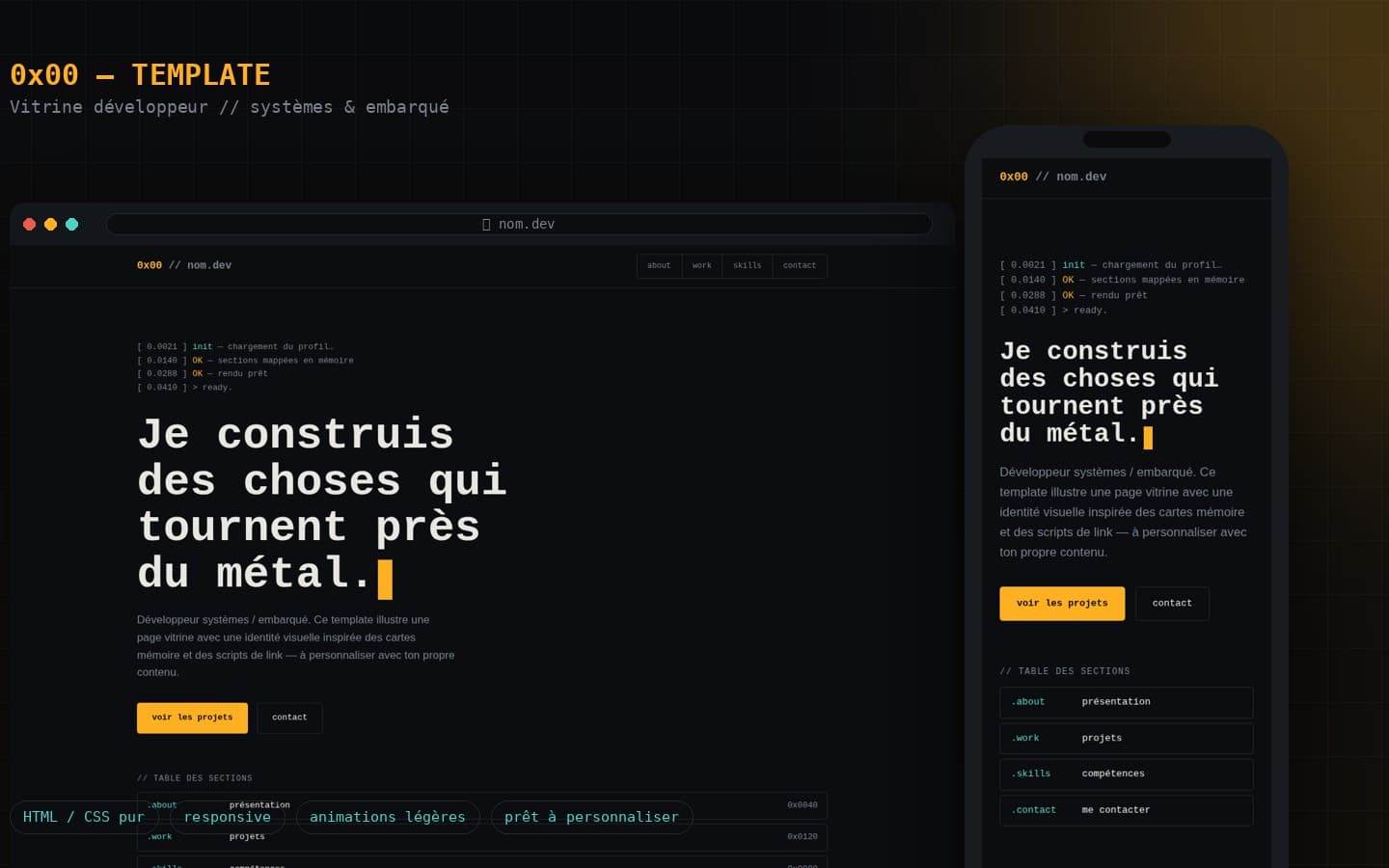 0x00 — Template Vitrine Développeur Systèmes & Embarqué