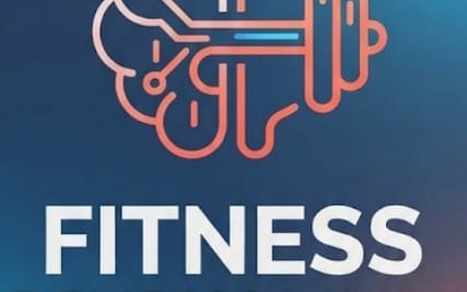 Fitness psychology digital ebook cover with Arabic typography and decorative brain icon on blue background