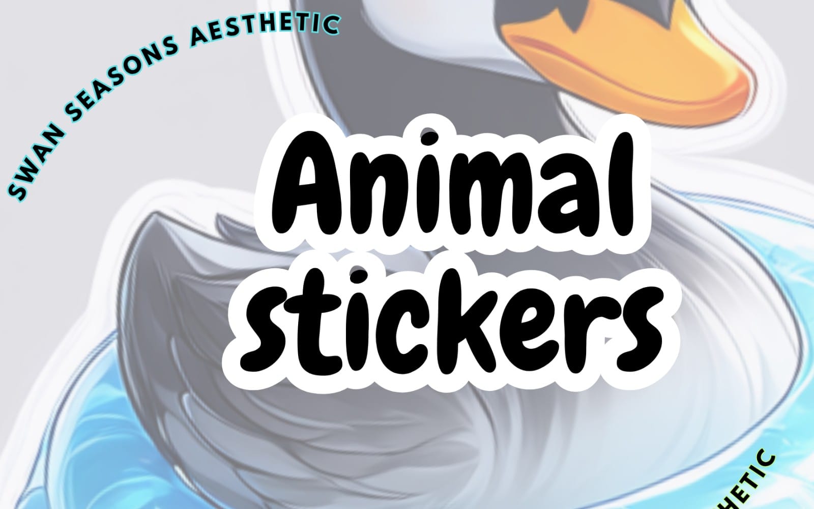 Animal aesthetic sticker design with large black text Animal Stickers over a blue and white snout background