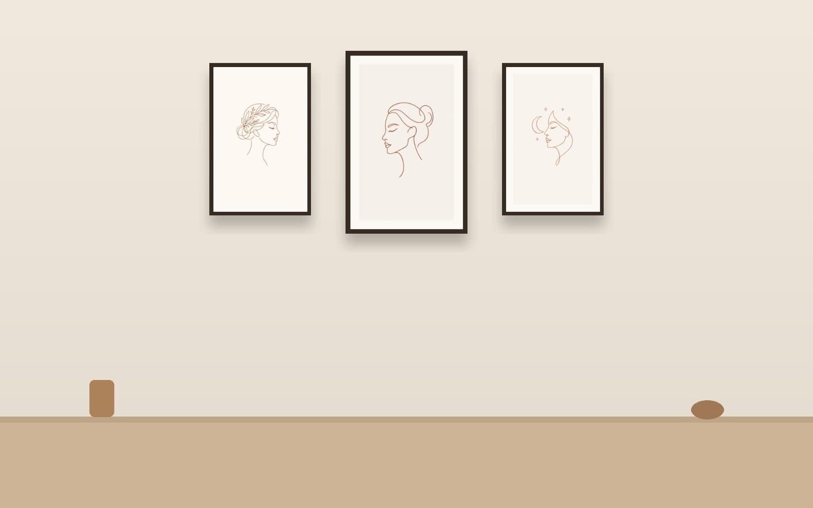 Boho Line Art Women - Set of 7 Printable Wall Art Prints | Terracotta Minimalist Female Face Line Drawing | Digital Download