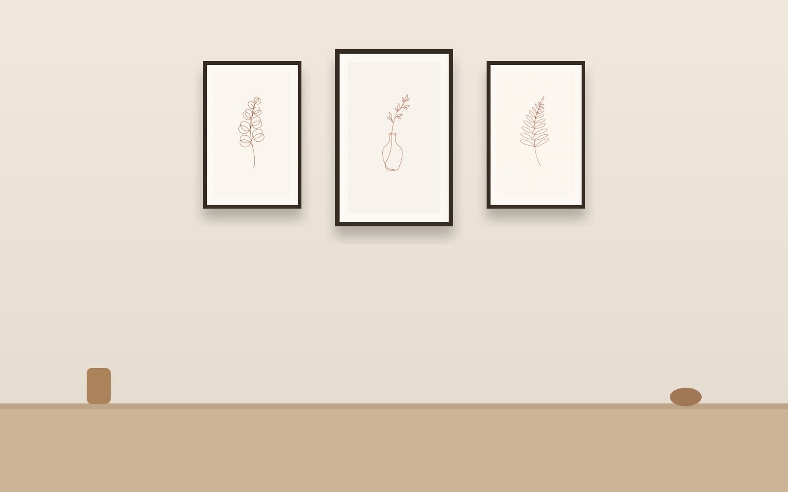 Boho Botanical Line Art – Set mit 6 druckbaren Wandkunst-Prints | Terracotta-minimalistische Pflanzblatt-Lineart | Digitaler Download