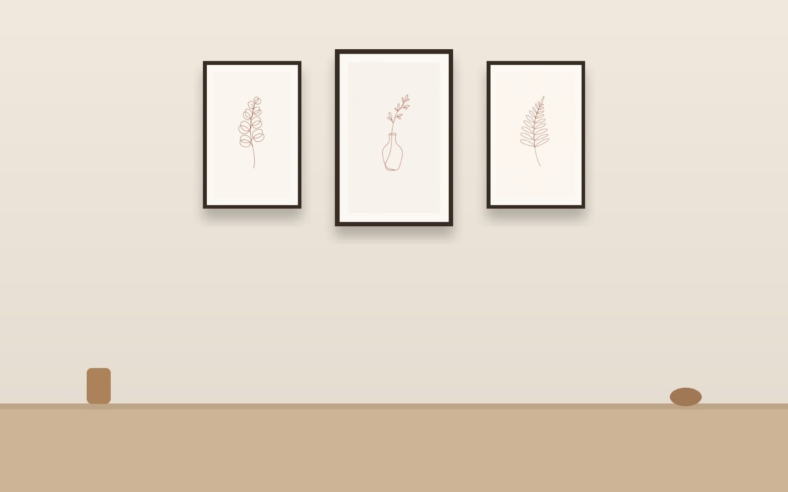 Boho Botanical Line Art - Set of 6 Printable Wall Art Prints | Terracotta Minimalist Plant Leaf Line Drawing | Digital Download