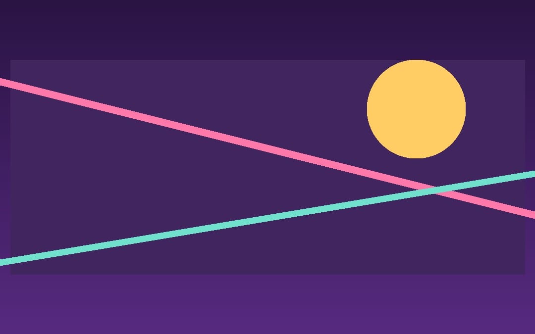 Abstract purple landing page template with colorful diagonal lines and a yellow circle graphic