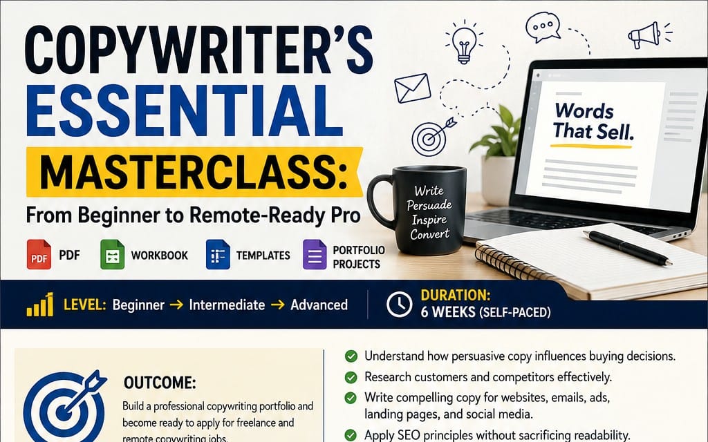 Copywriter’s Essential Masterclass From Beginner to Remote Copywriter Jobs