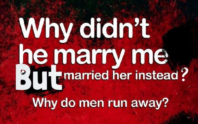 Romance relationship ebook cover with bold text Why didn’t he marry me but married her instead on red background