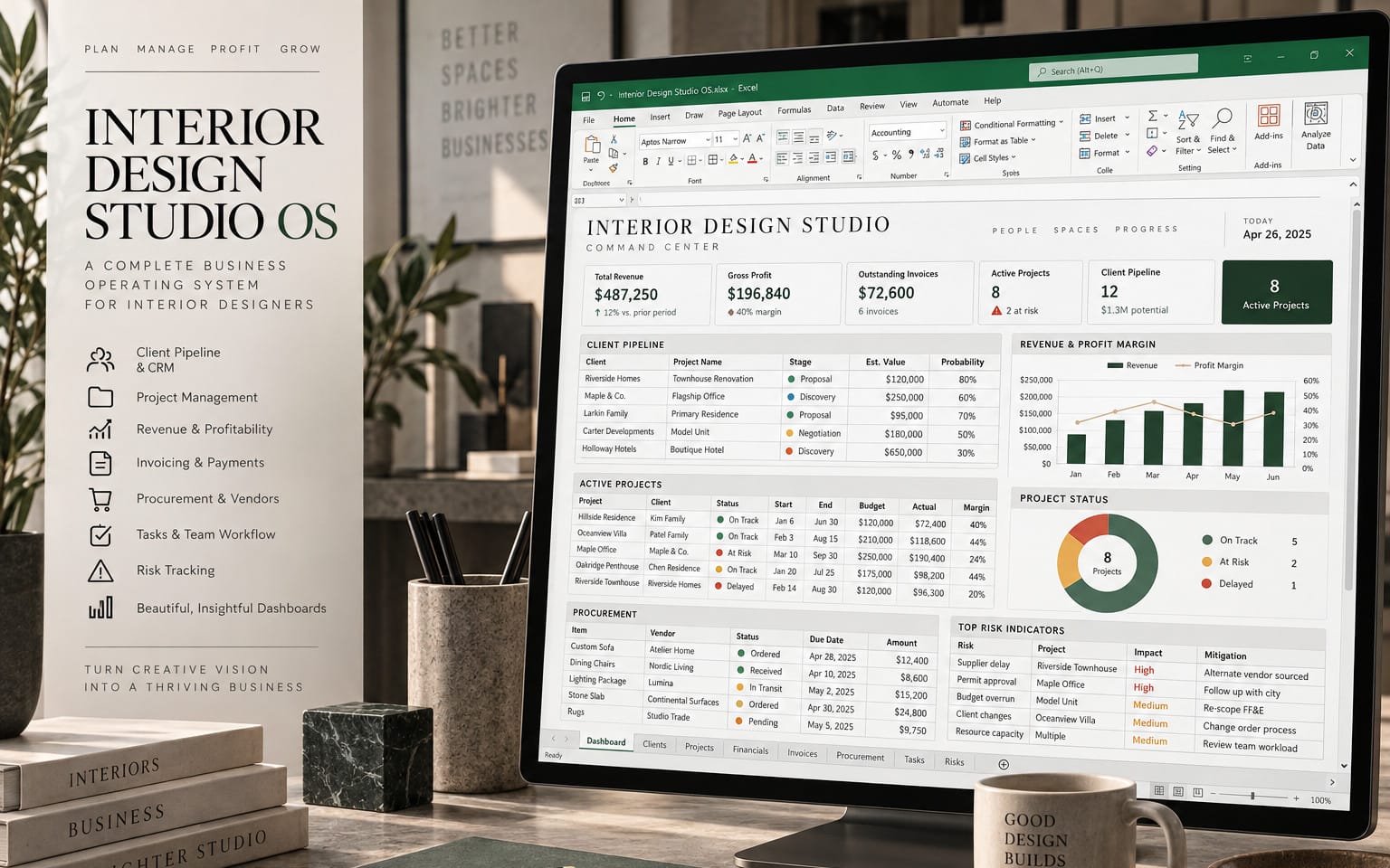 Interior Design Studio OS — Excel Business Management System