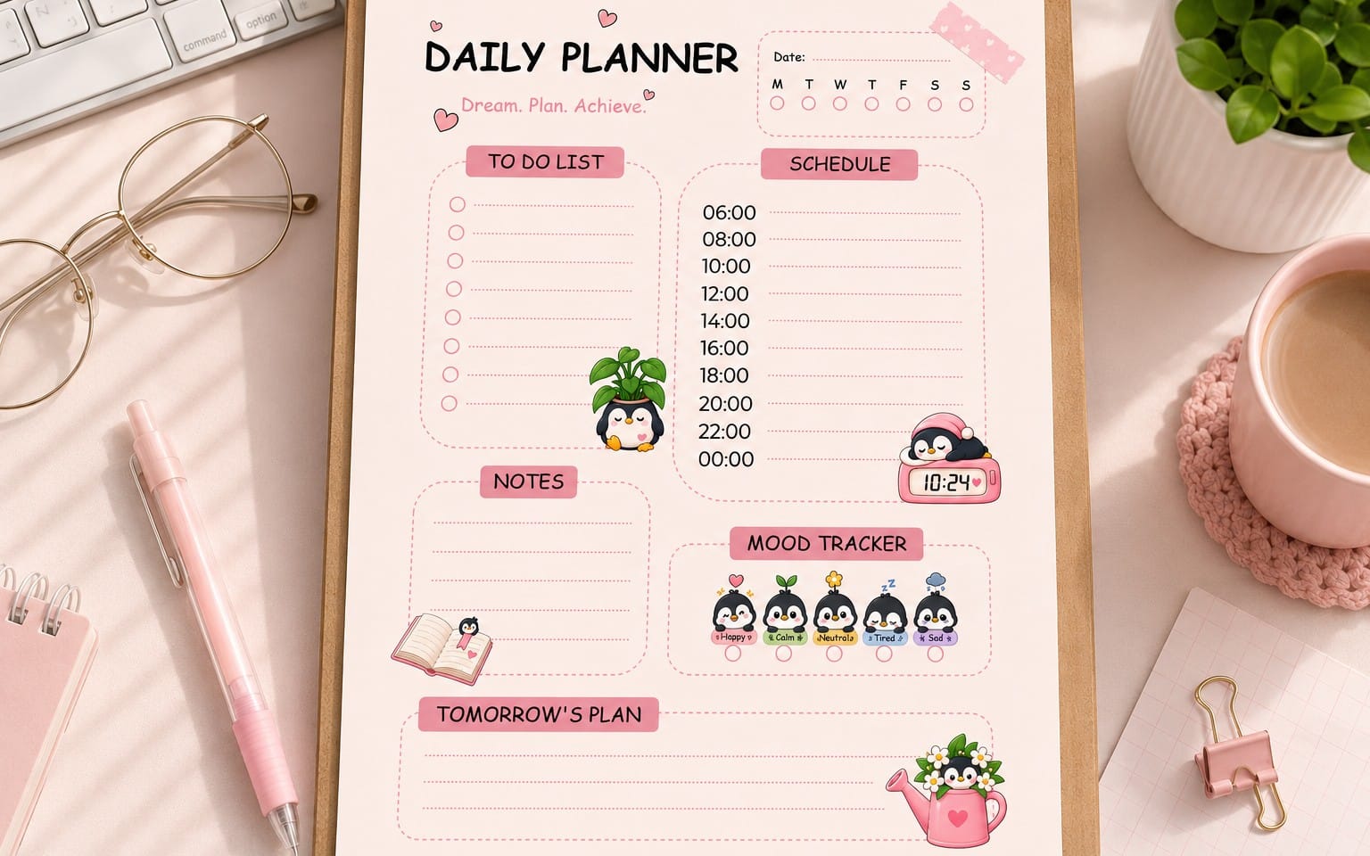 Cute Penguin Daily Planner