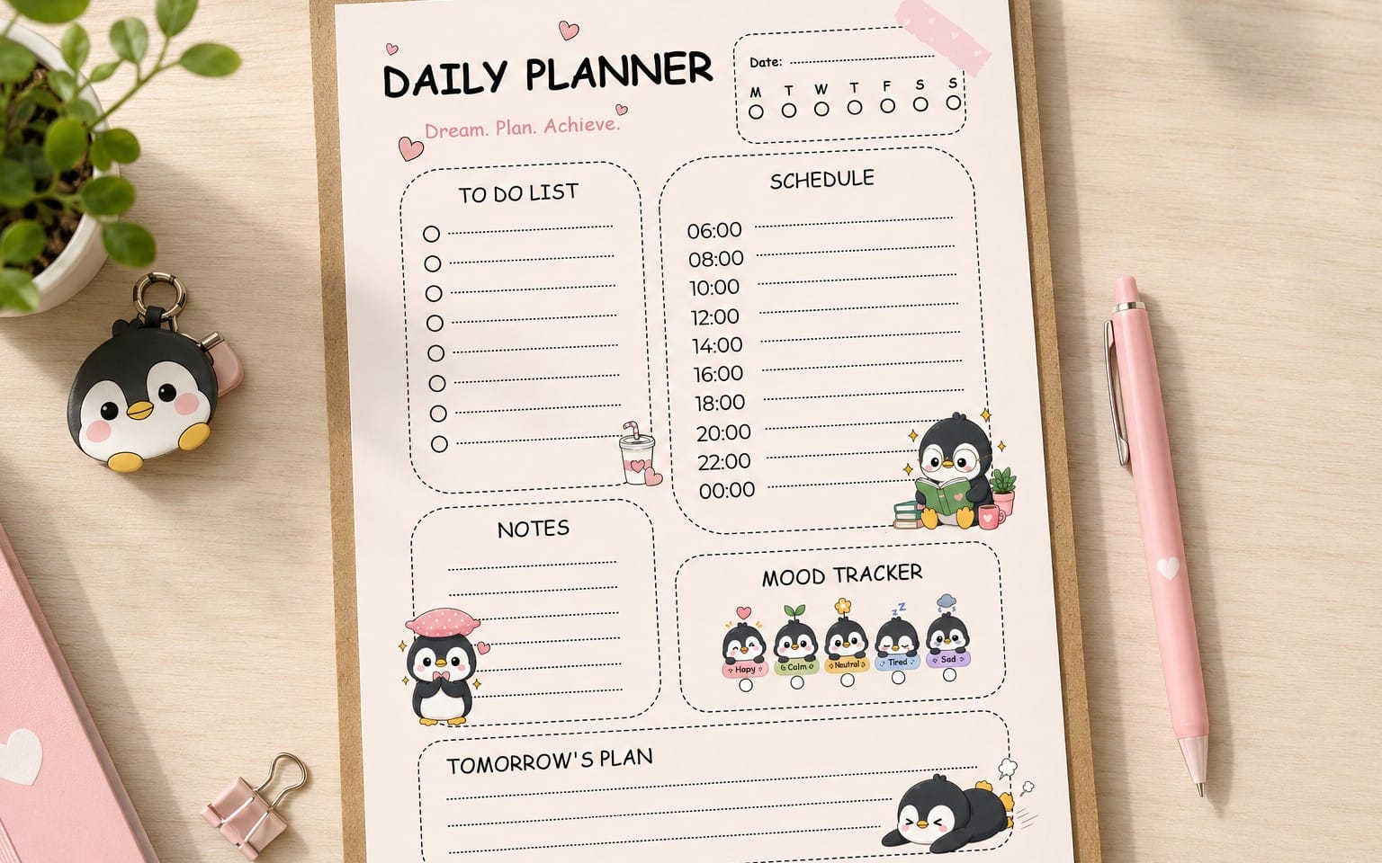 Cute Penguin Daily Planner