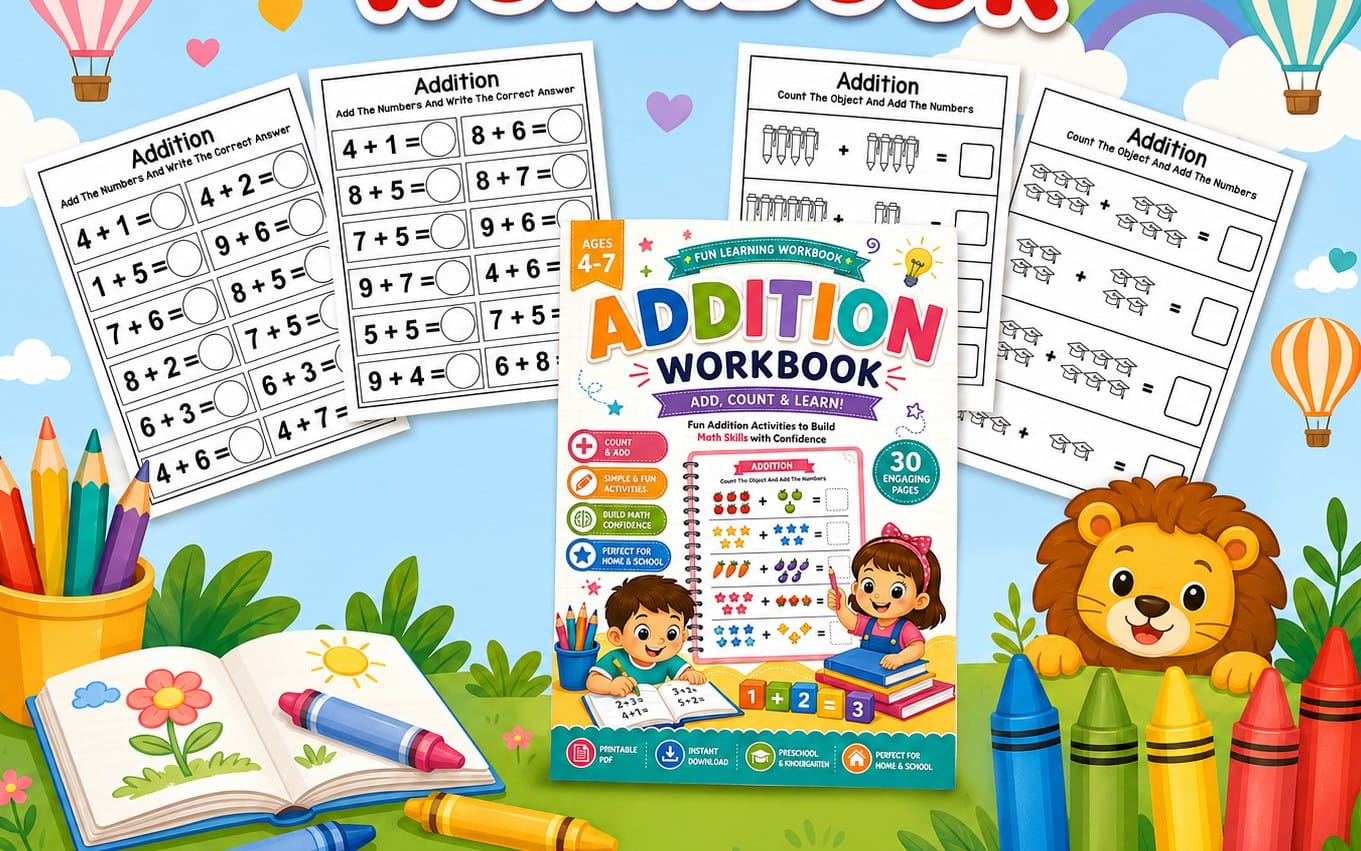 Addition Workbook. Count, Learn, and Practice.