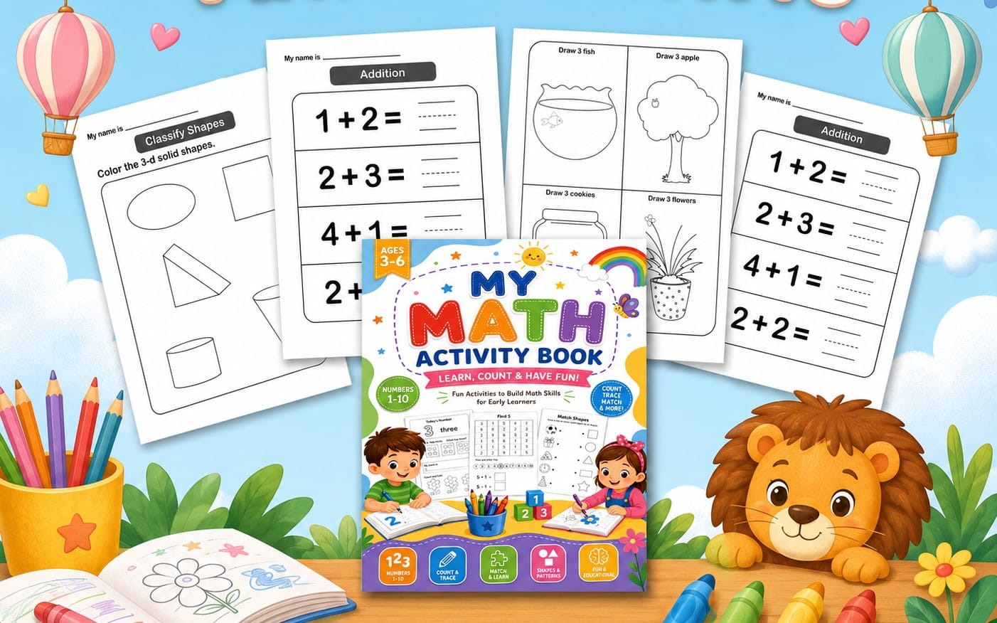 Kindergarten Math Number of the Day Worksheets. Addition, Ten Frame.