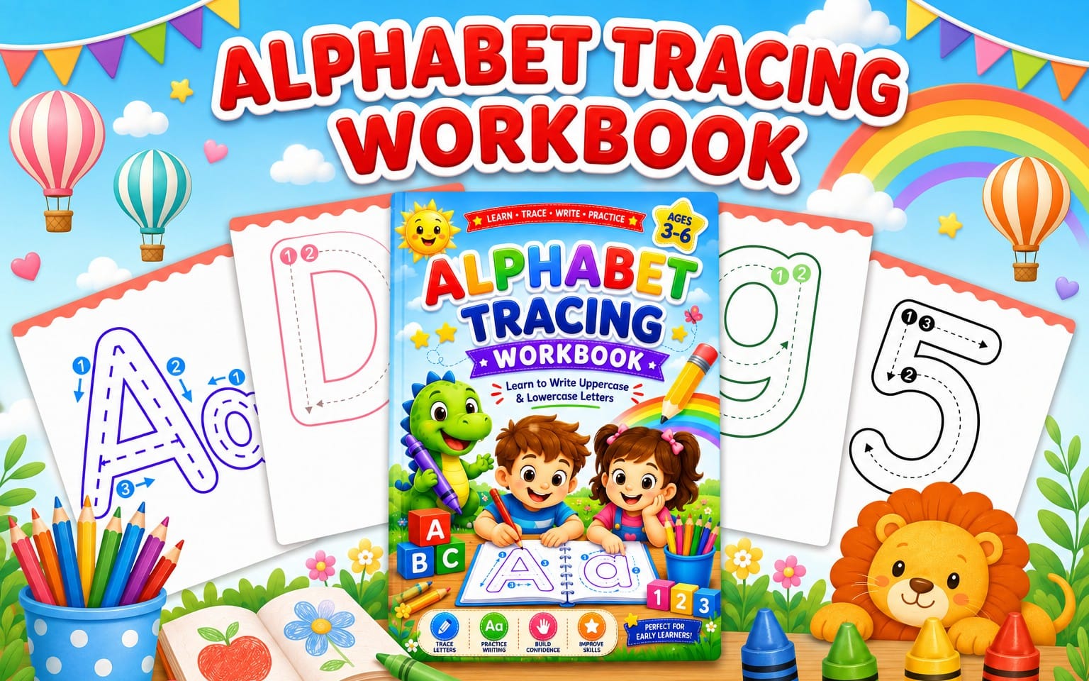 Alphabet Tracing for Kids | Trace Letter Worksheets A-Z. Preschool, Kindergarten