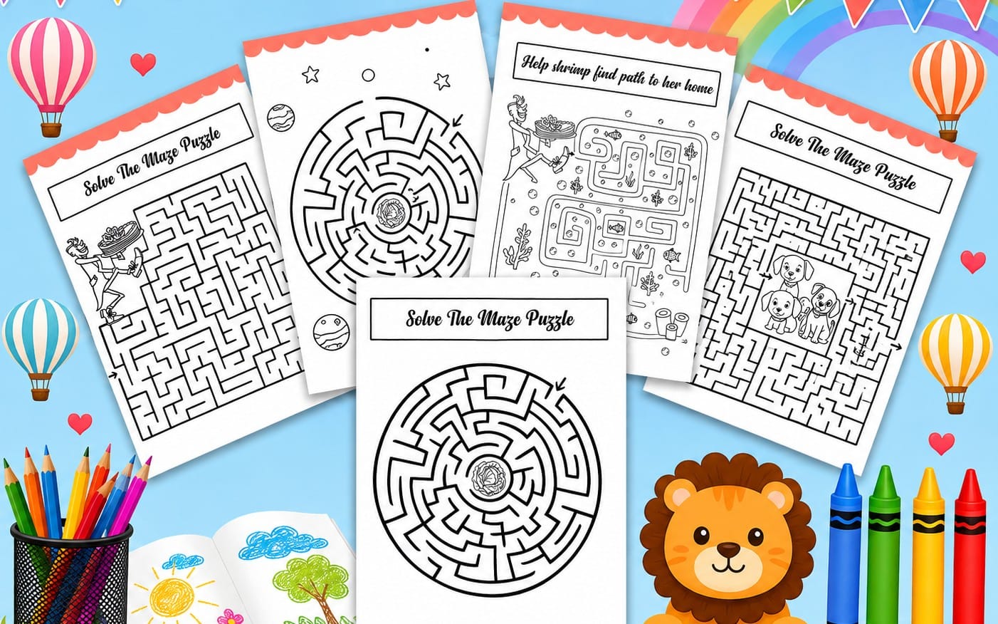 Fun & Challenging Maze Activities for Kids. Problem Solving, Printable Puzzles.