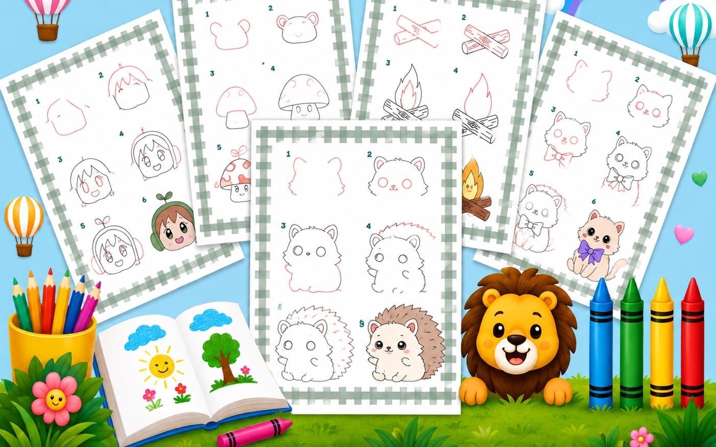 Learn How to Draw Chibi Kawaii Character for Kids. worksheets activity