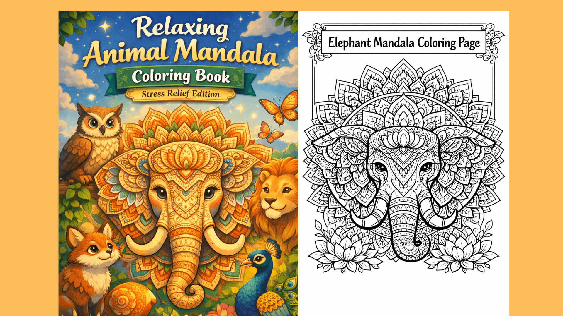 Relax & Create with Animal Mandala Coloring Book