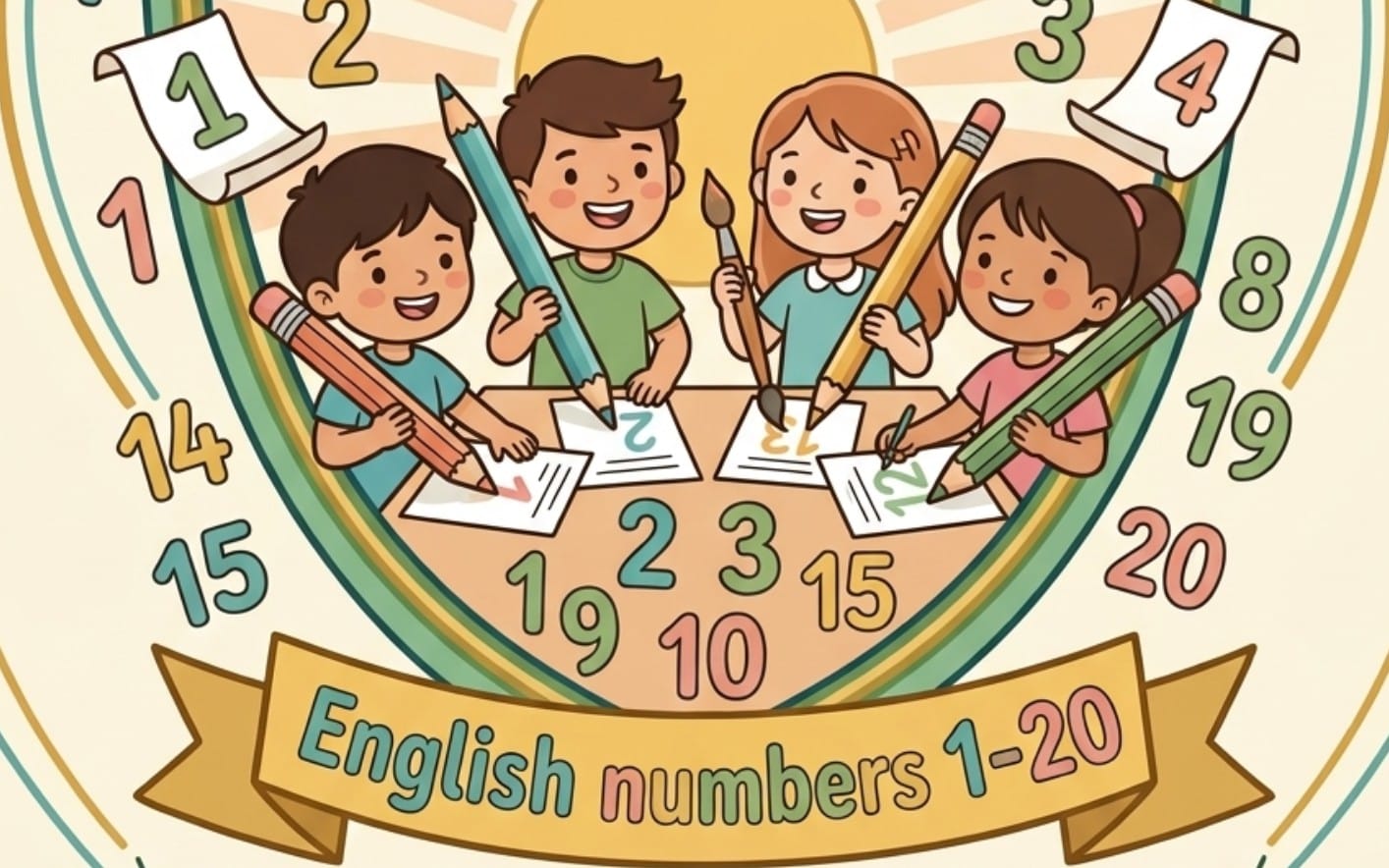 Coloring and writing English numbers 1-20 - Buds of Hope