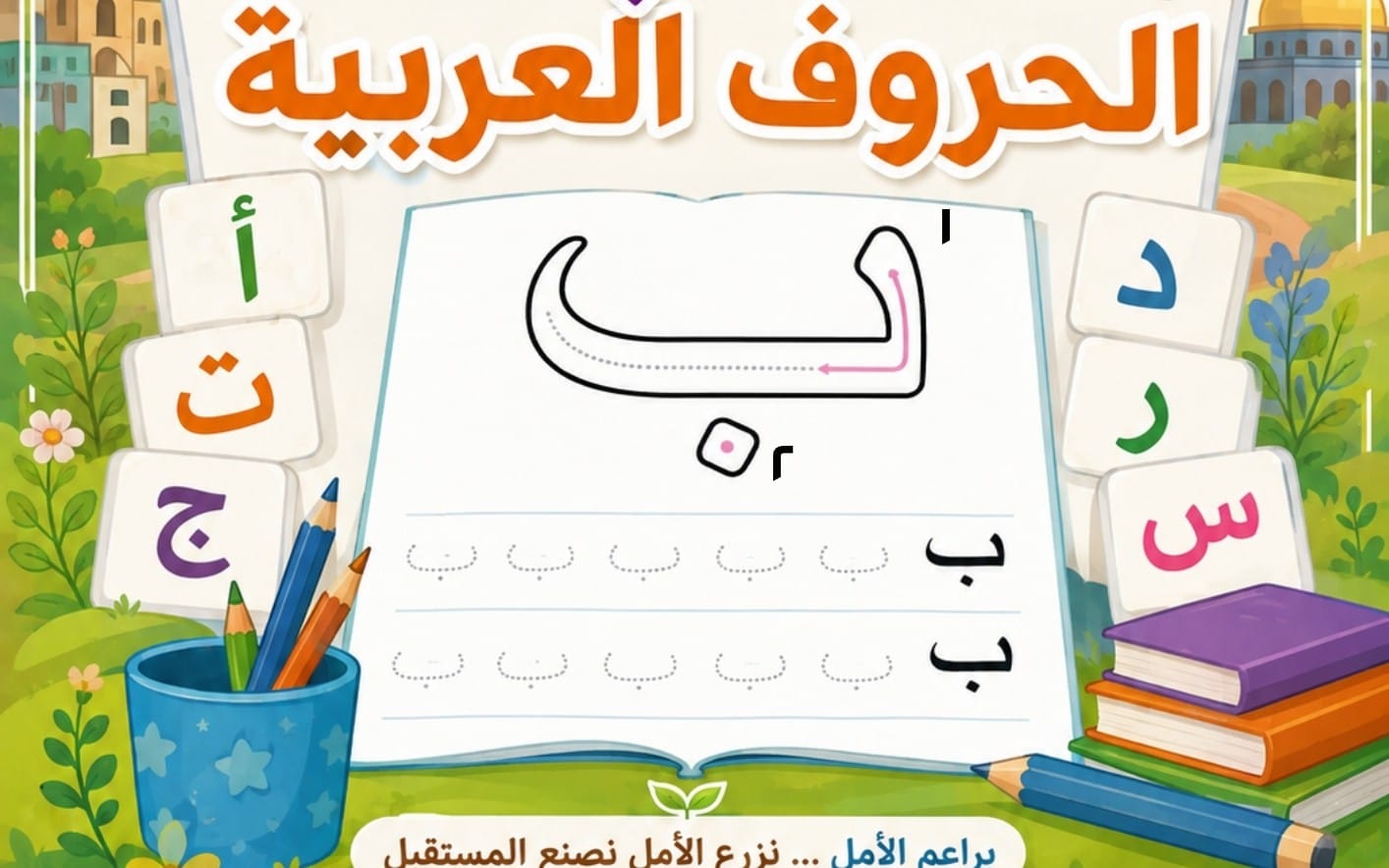 كتابة الحروف العربية - براعم الأمل