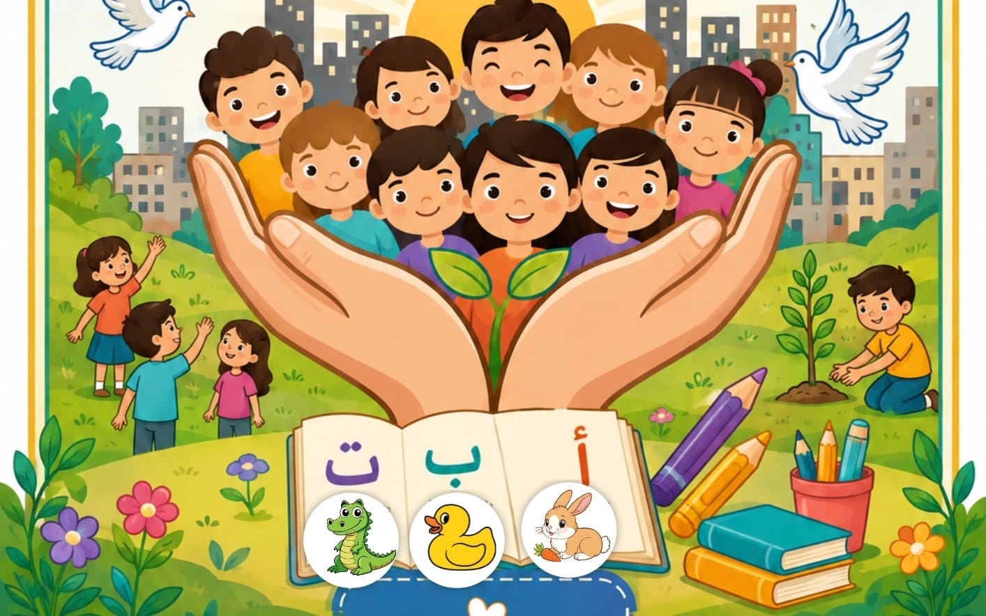 تتبع - اكتب - لون الحروف العربية - براعم الأمل