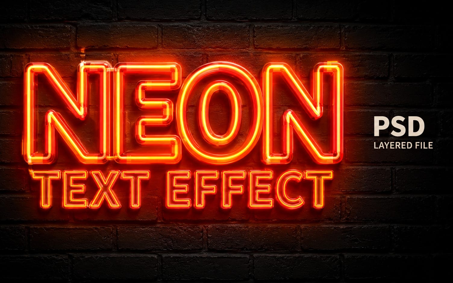 3D Neon Text Effect PSD