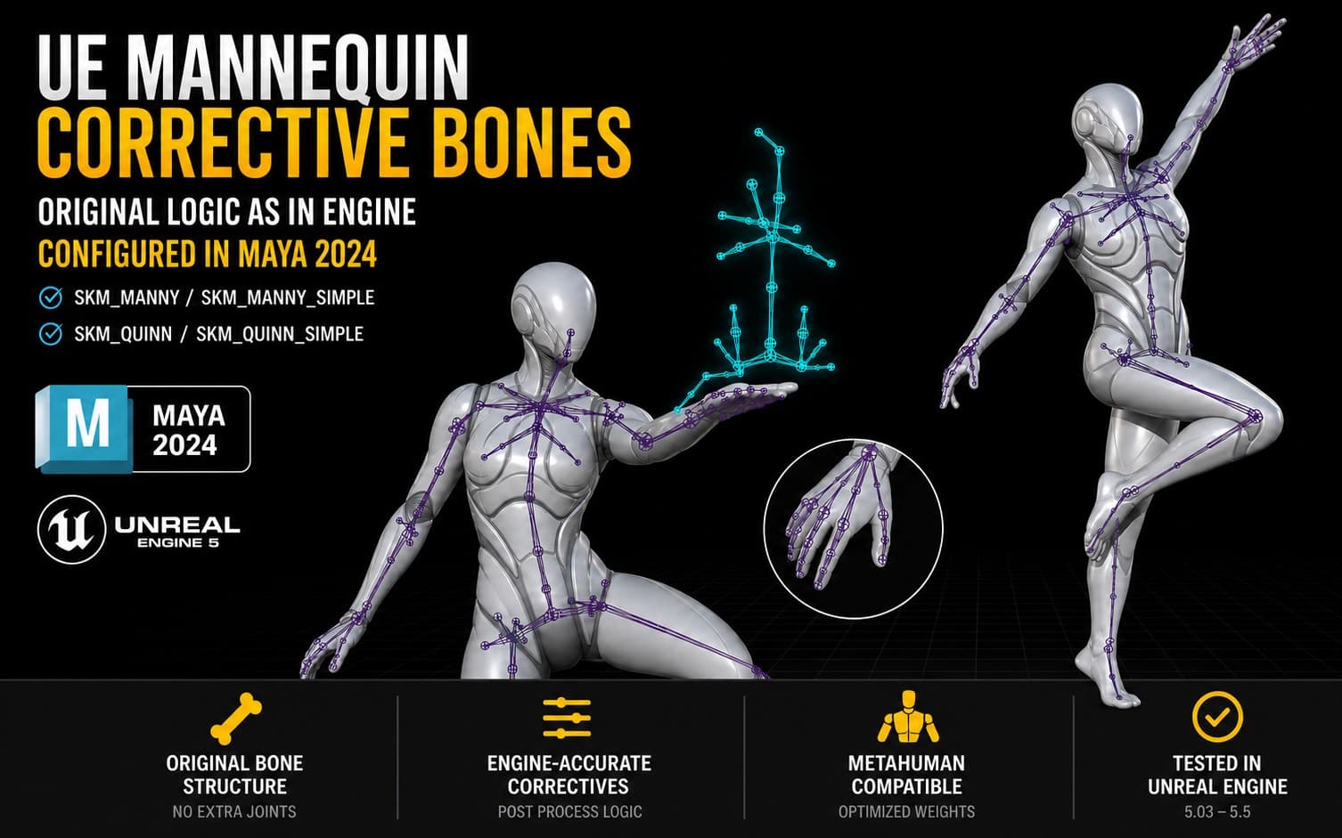 Manny Post Process logic corrective joints - file Maya 2024