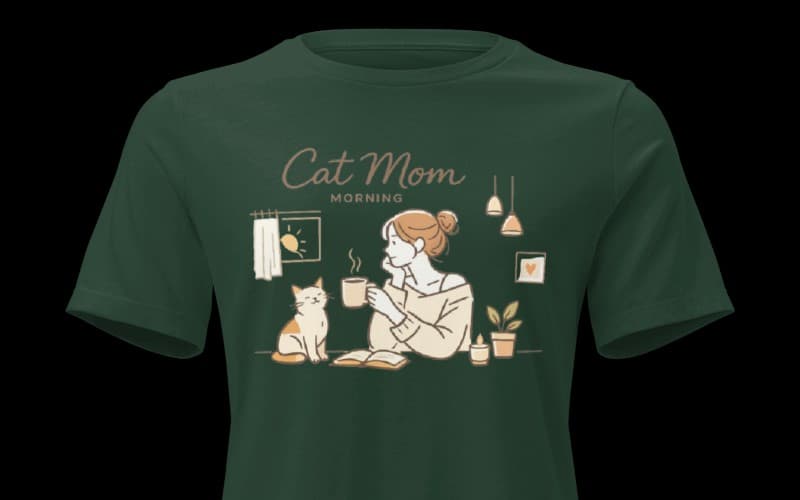 Cat Mom Morning | Cozy Cat Lover T-Shirt Design | Digital Download