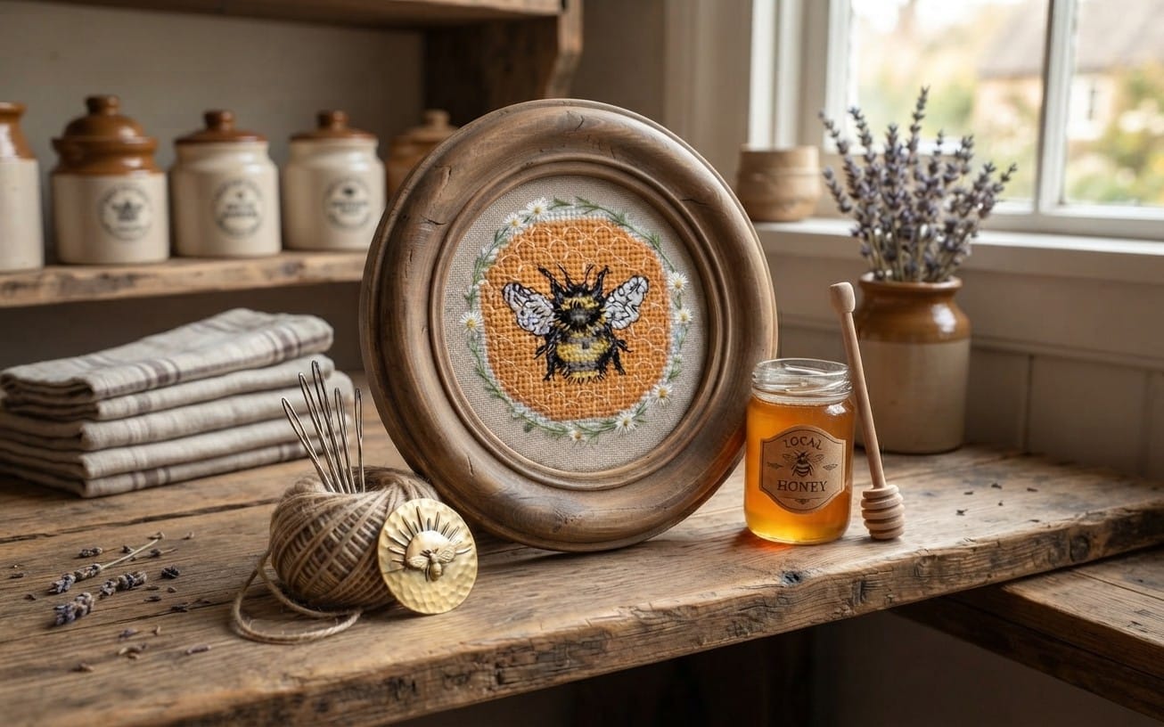"Queen Bee" Counted Cross Stitch Pattern — PDF Digital Download with Color & Black-and-White Charts