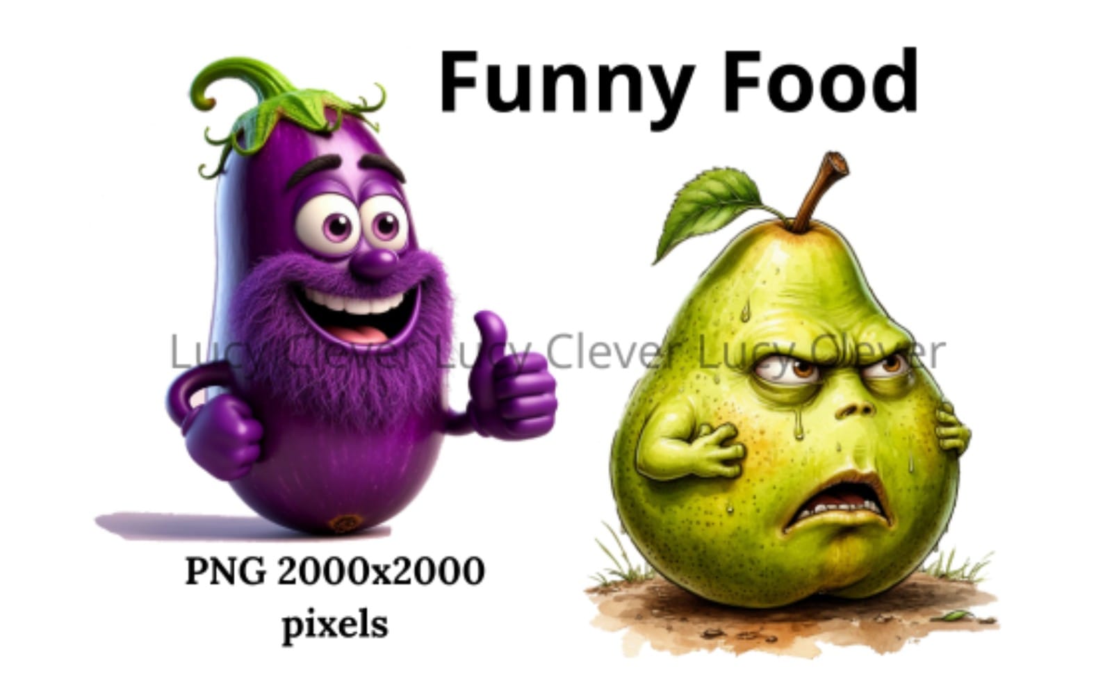 Funny Food Characters Clipart Set