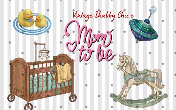 Vintage Shabby Chic Mom to Be Clipart