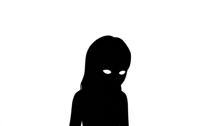 Minimalist black hooded silhouette icon for a digital vector graphic